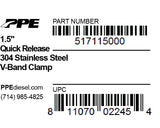 Pacific Engineering PPE Power 1.5 V-Band Clamp - Quick Release (QR) - 304 Stainless Steel 517115000 | 517115000
