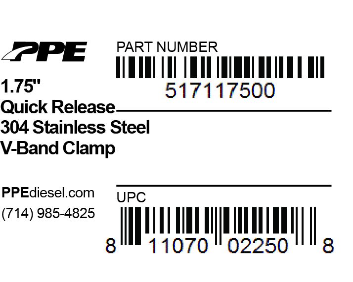 Pacific Engineering PPE Power 1.75 V-Band Clamp SS Quick Release 517117500 | 517117500