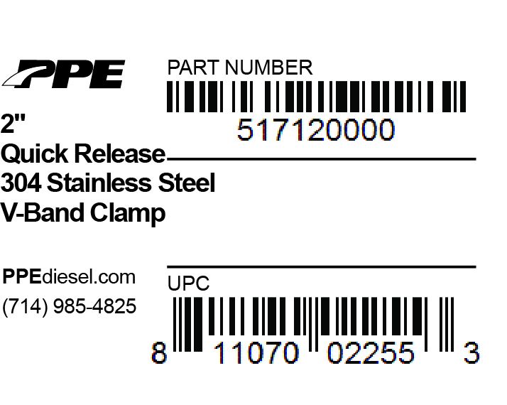Pacific Engineering PPE Power 2.0 V-Band Clamp - Quick Release (QR) - 304 Stainless Steel 517120000 | 517120000