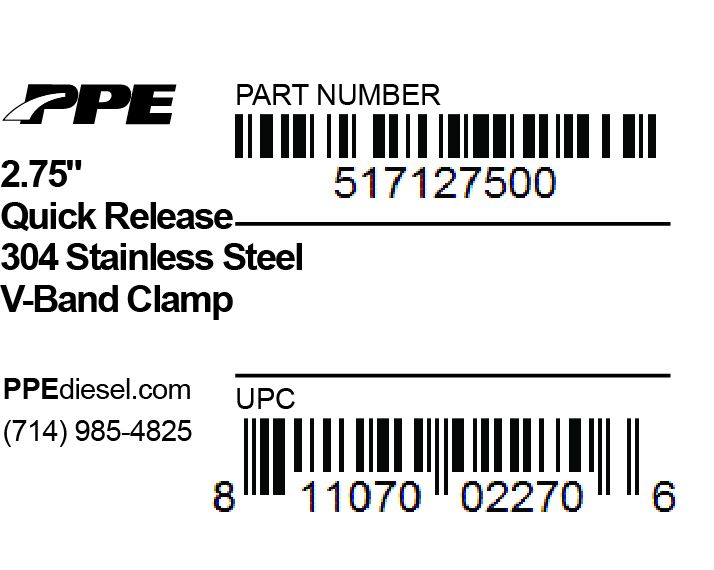 Pacific Engineering PPE Power 2.75 V-Band Clamp Quick Release SS 517127500 | 517127500