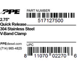 Pacific Engineering PPE Power 2.75 V-Band Clamp Quick Release SS 517127500 | 517127500