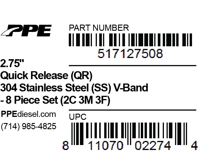 Pacific Engineering PPE Power 2.75 V-band - 8 piece set (2C 3M 3F) QR 517127508 | 517127508