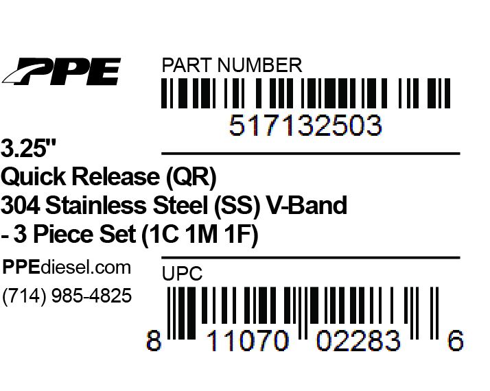 Pacific Engineering PPE Power 3.25 V-Band 3 piece Set (1C 1M 1F) QR SS 517132503 | 517132503