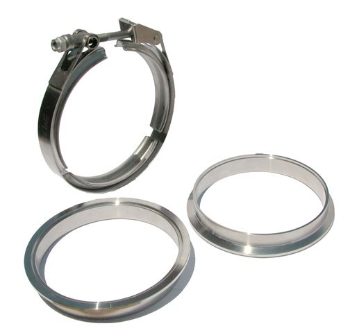 Pacific Engineering PPE Power 5.0 QR V-Band 304 Stainless Steel Clamp - 304 Stainless Steel Flanges - 3 piece Set (1C 1M 1F) 517150003 | 517150003