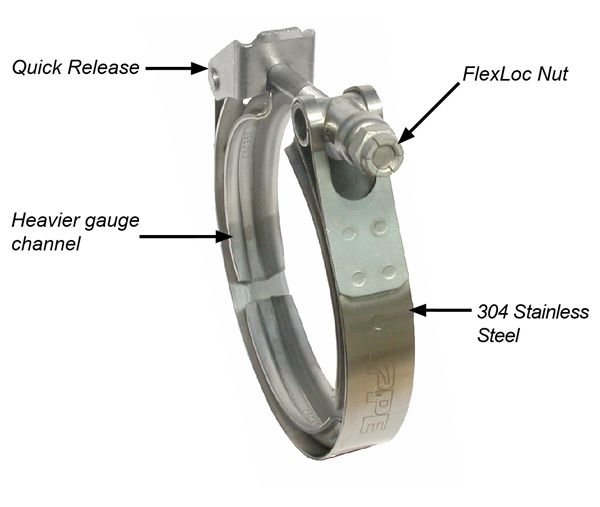 Pacific Engineering PPE Power 2.0 QR V-Band 304 Stainless Steel Clamp - Aluminum Flanges - 3 piece Set (1C 1M 1F) 517220003 | 517220003