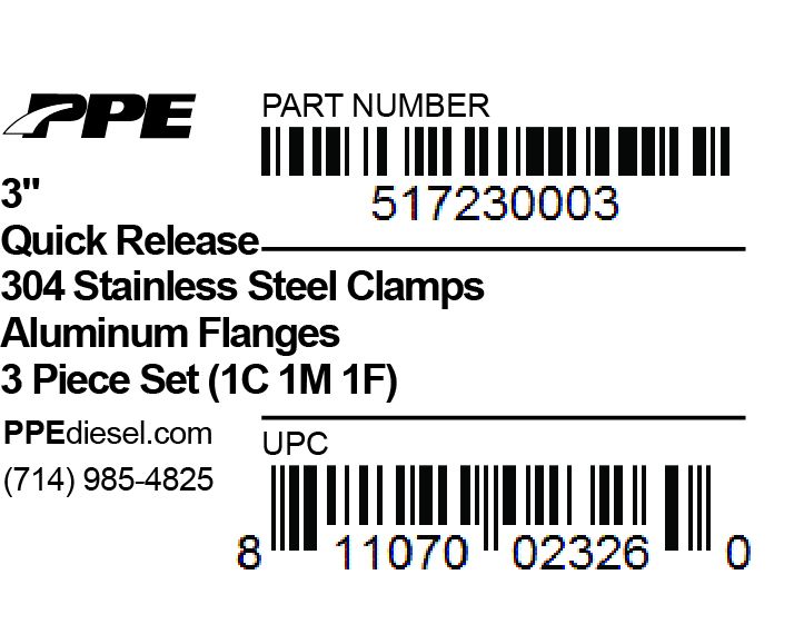 Pacific Engineering PPE Power 3.0 QR AL V-Band 3 piece Set (1C 1M 1F) AL 517230003 | 517230003