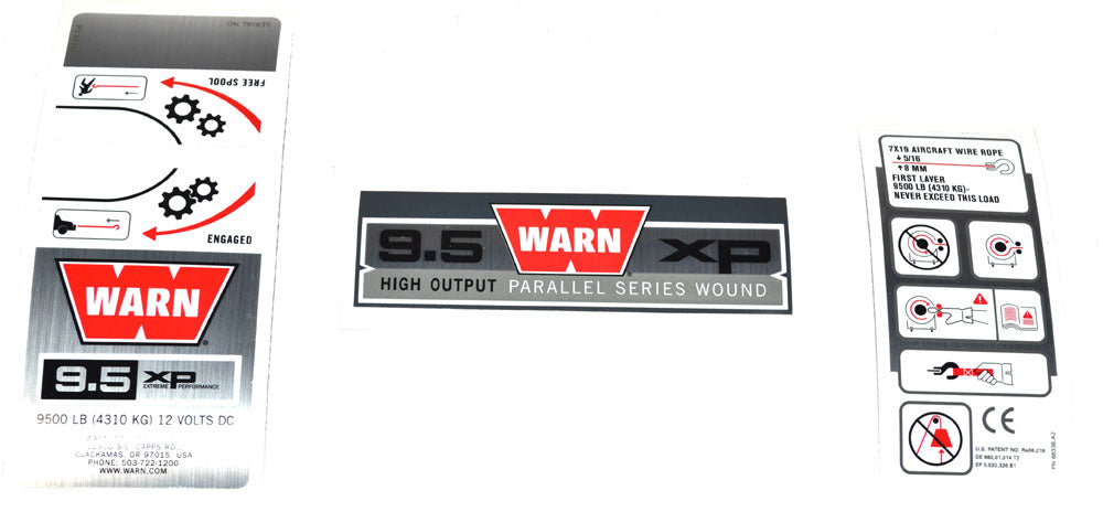 Warn WARN LABEL KIT 9.5 XP S P 68614 | 68614