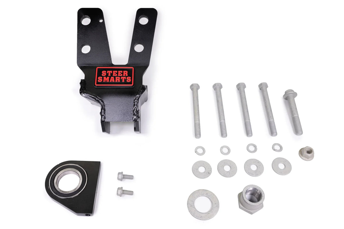 Steer Smarts Street Smarts 2018-2026 Jeep Wrangler Gladiator JL JT Yeti XD Sealed Bearing Sector Shaft Brace with Frame Side Track Bar Reinforcement Bracket - STEEL STEERING BOX ONLY Black 79041001 | 79041001