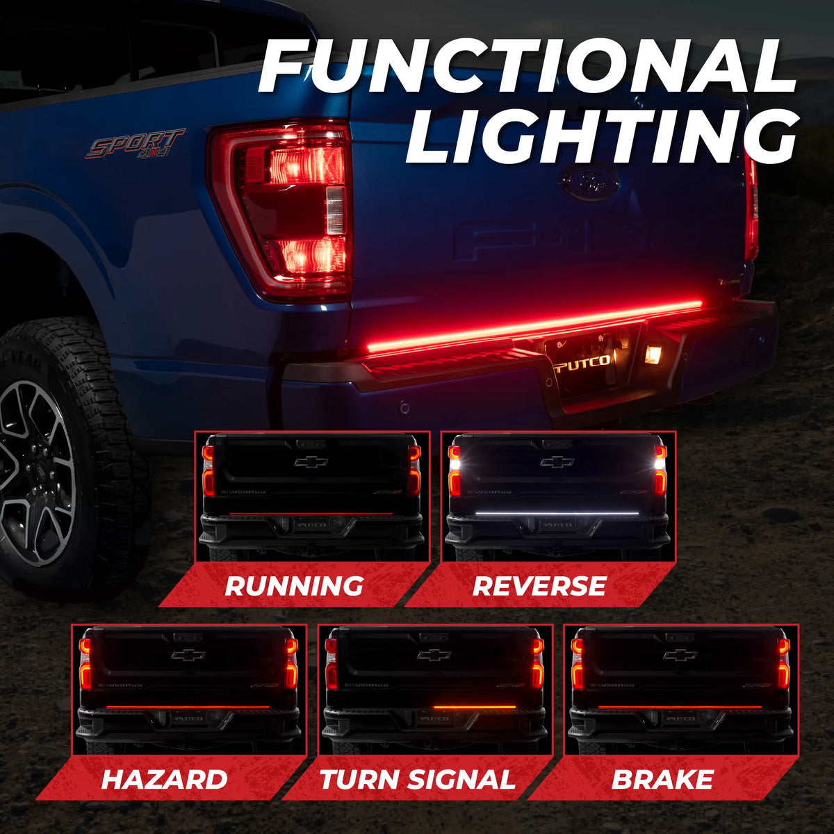 Putco Various 18 Direct Fit Red Blade Kit for RAM 2019-2022  JEEP JK 2009-2017  2018-2022 | 9201018-04