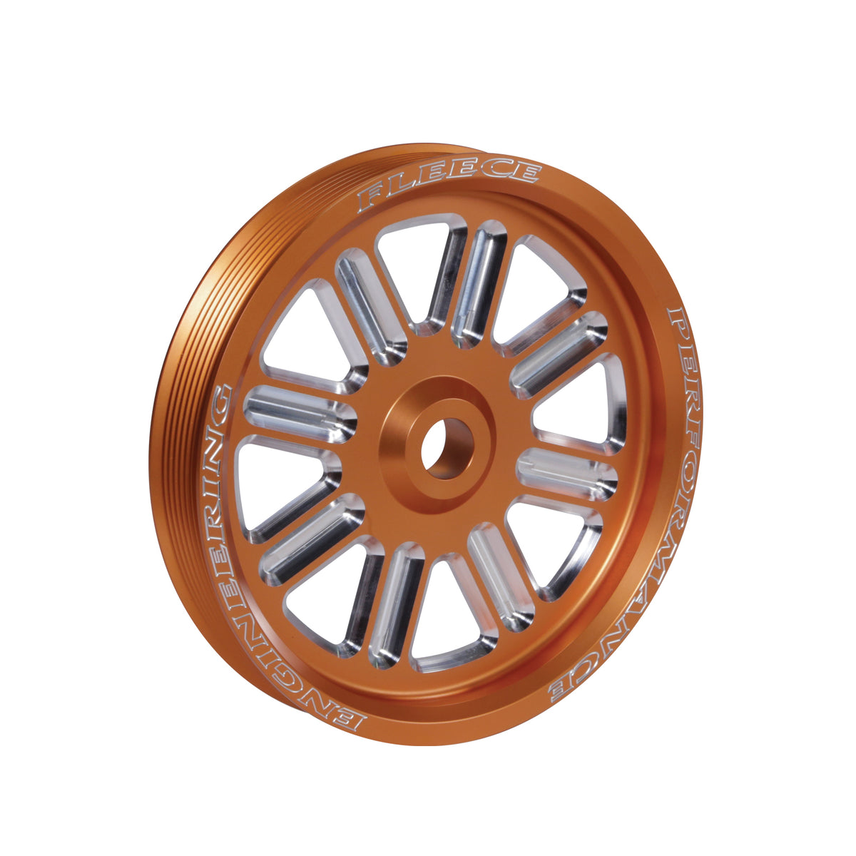 Fleece Performance Fleece Performance Cummins Dual Pump Spoke Pulleyfor use with FPE dual pump bracket Orange FPE-34211-ORG-SPK | FPE-34211-ORG-SPK