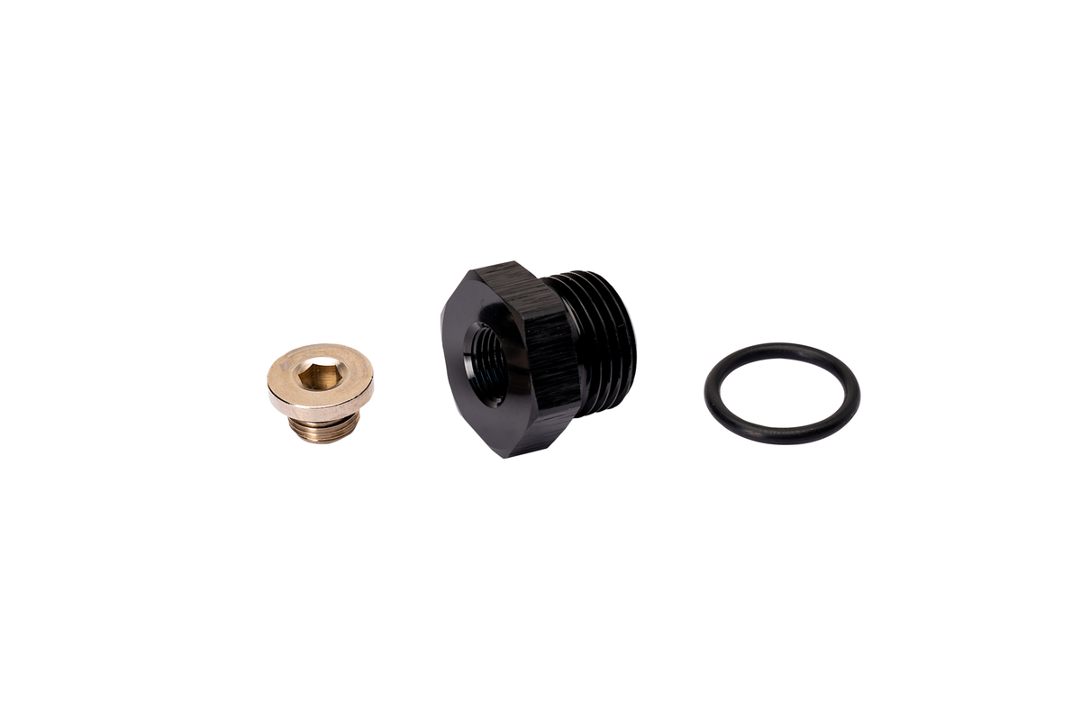 Fleece Performance Fleece Performance 3 4-16 O-ring to 1 8 NPT adapter with 1 8 NPT plug FPE-APT-34-18NPT | FPE-APT-34-18NPT