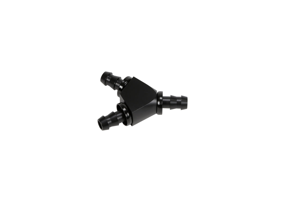 Fleece Performance Fleece Performance 3 8 Black Anodized Aluminum Y Barbed Fitting For -6 Pushlock Hose FPE-FIT-Y06-BLK | FPE-FIT-Y06-BLK