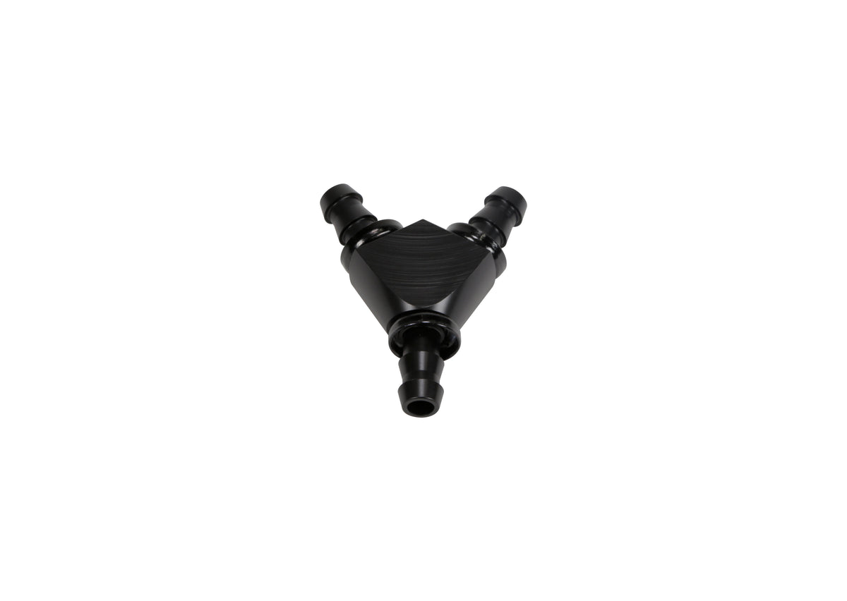Fleece Performance Fleece Performance 3 8 Black Anodized Aluminum Y Barbed Fitting For -6 Pushlock Hose FPE-FIT-Y06-BLK | FPE-FIT-Y06-BLK