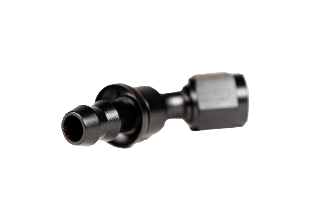 Fleece Performance Fleece Performance -6 45deg to Hose Barb Black FPE-PL-45-06 | FPE-PL-45-06