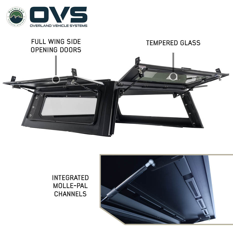 Overland Vehicle Systems OVS Expedition - Truck Cap W Full Wing Doors Front and Rear Windows  3rd Brake Light 70100007 | 70100007