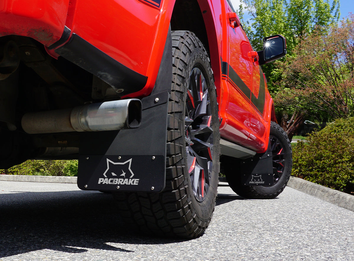 Pacbrake Pacbrake KICKBACK MUD FLAP SET UNIVERSAL BLACK POWDER COATED 14in W X 12in L HP10580-14-12 | HP10580-14-12