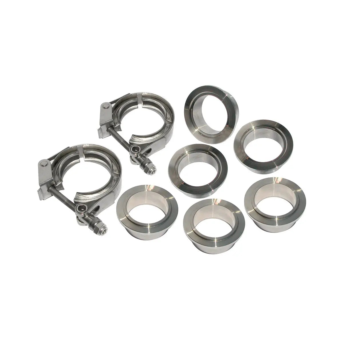 Pacific Engineering PPE Power 1.5 QR V-Band 304 Stainless Steel Clamps - Aluminum Flanges - 8 Piece Set (2C 3M 3F) 517215008 | 517215008