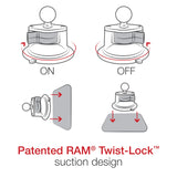 RAM Mounts RAM Twist-Lock Suction Cup Base with Ball | RAM-B-224-1U