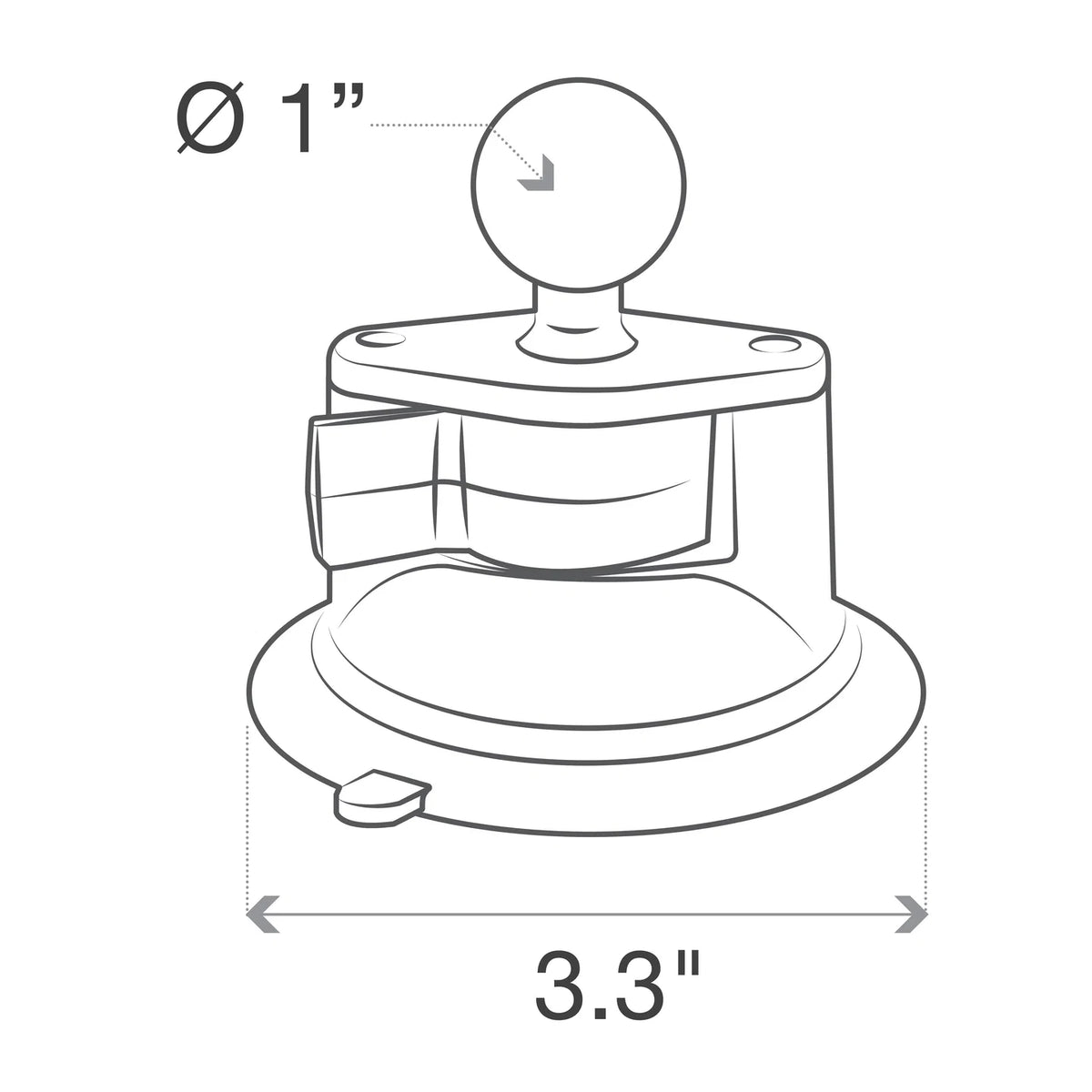 RAM Mounts RAM Twist-Lock Suction Cup Base with Ball | RAM-B-224-1U