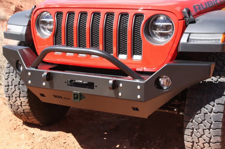 Rock Hard Patriot Series Full Width Front Bumper w/ Receiver w/ Lowered Winch Plate for Jeep Wrangler JL and Gladiator JT 2018-Current | RH-90212