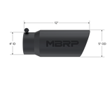 MBRP MBRP Black Coated Tip; 5 OD Angled Rolled End 4 inlet 12 length T5051BLK | T5051BLK