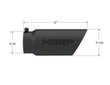 MBRP MBRP Black Coated Tip; 5 OD Dual Wall Angled 4 inlet 12 length T5053BLK | T5053BLK