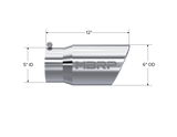 MBRP MBRP T304 Stainless Steel Tip; 6 OD Angled Rolled End 5 inlet 12 length T5075 | T5075