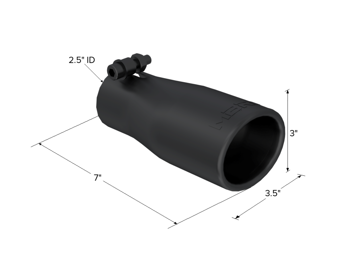 MBRP MBRP Black Coated Tip; 3.75 OD Oval 2.5 inlet 7 length T5116BLK | T5116BLK