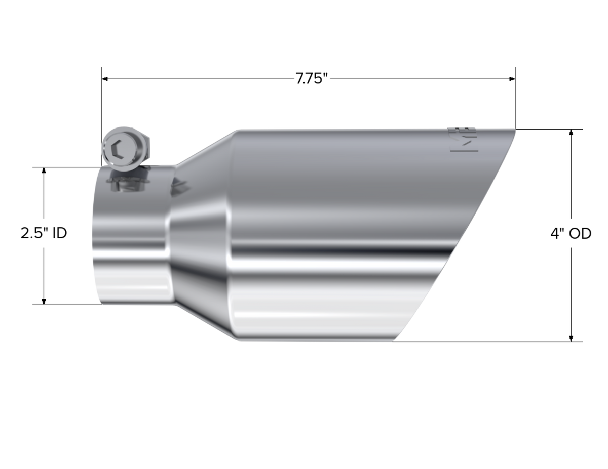MBRP MBRP T304 Stainless Steel Tip; 4 OD; Dual Wall Angled; 2.5 inlet; 8 length T5123 | T5123