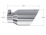 MBRP MBRP T304 Stainless Steel Tip; 4 OD; Dual Wall Angled; 2.5 inlet; 8 length T5123 | T5123