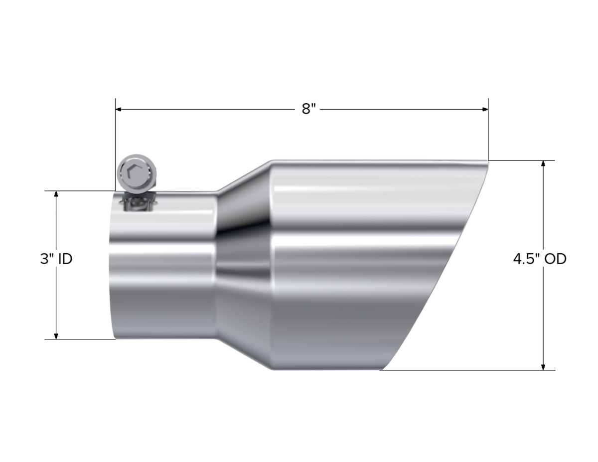 MBRP MBRP T304 Stainless Steel Tip; 4.5 OD; Dual Wall Angled; 3 inlet; 8 length T5151 | T5151