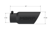MBRP MBRP Black Coated Tip; 4 OD; Dual Wall Angled; 3 inlet; 10 length T5156BLK | T5156BLK