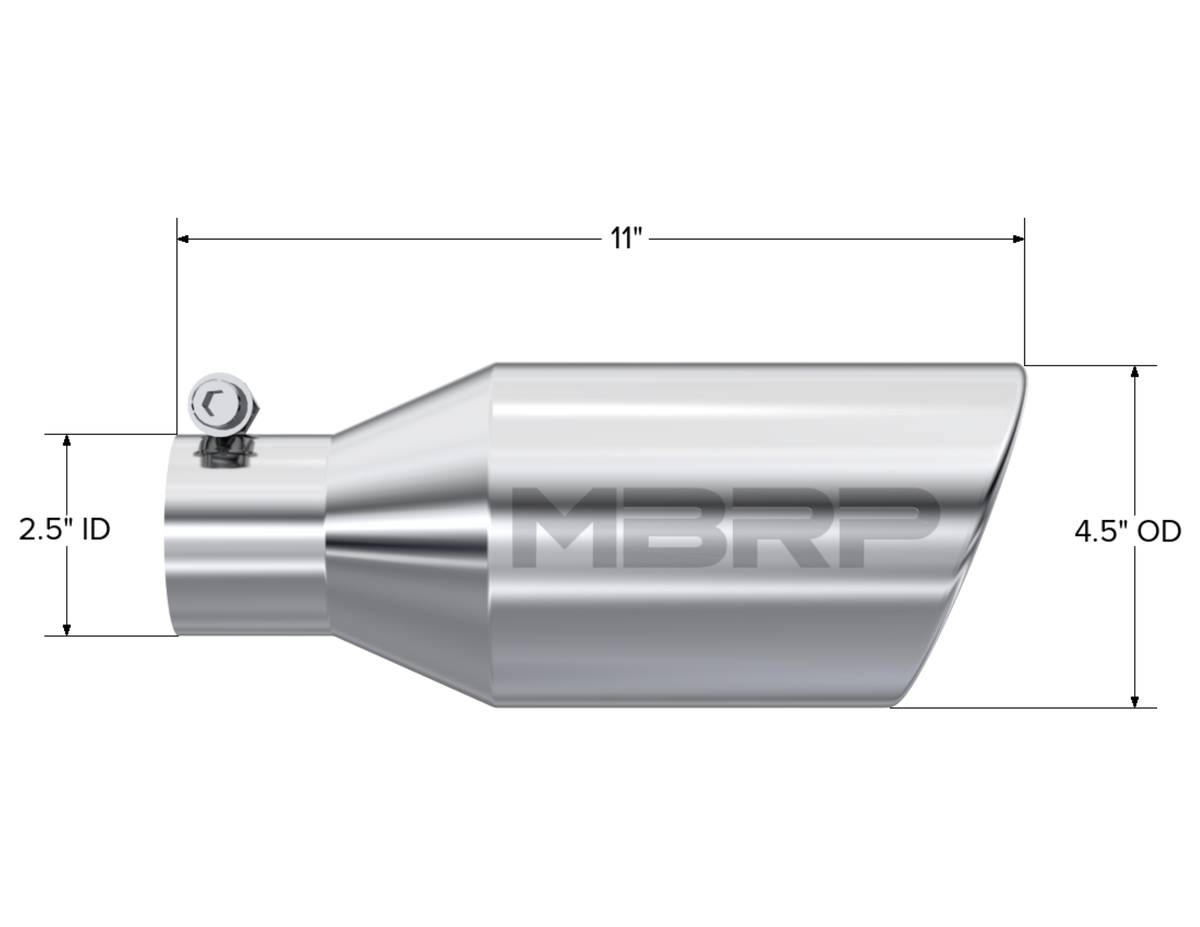MBRP MBRP T304 Stainless Steel SW Angle Rolled End Tip; 2.5  ID; 4.5 OD; 11 length T5160 | T5160