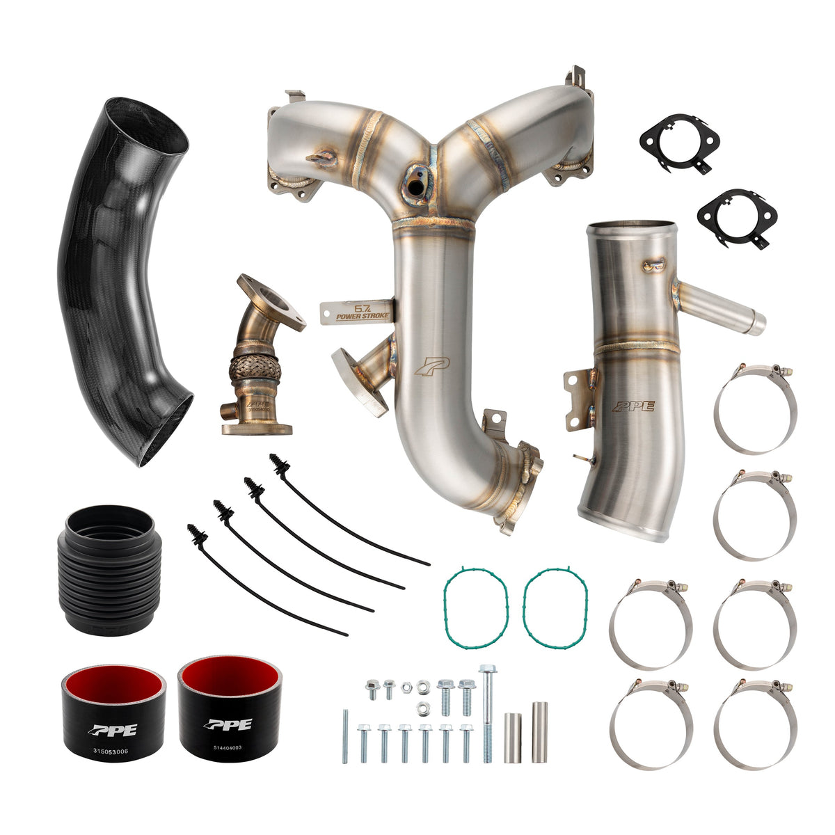 Pacific Engineering PPE Power Turbo Inlet and Intake Manifold Kit - Ford 6.7L Power Stroke 2017-2019 - Brushed 315053510 | 315053510
